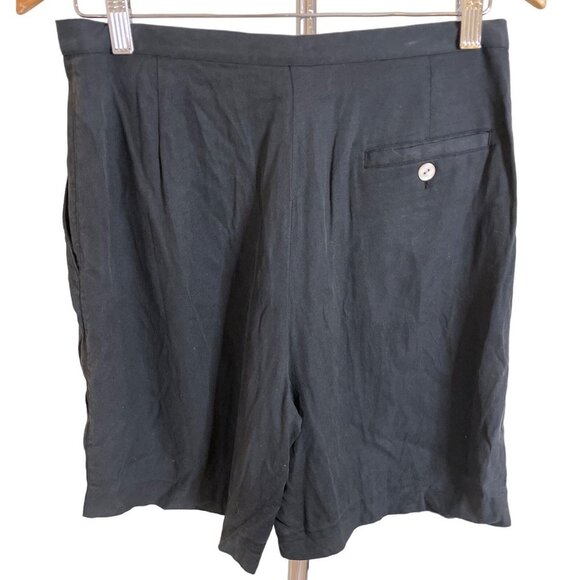 Vintage 90s Bobby Chan Black Silk Blend High Waisted Shorts Sz 8 - Picture 2 of 7